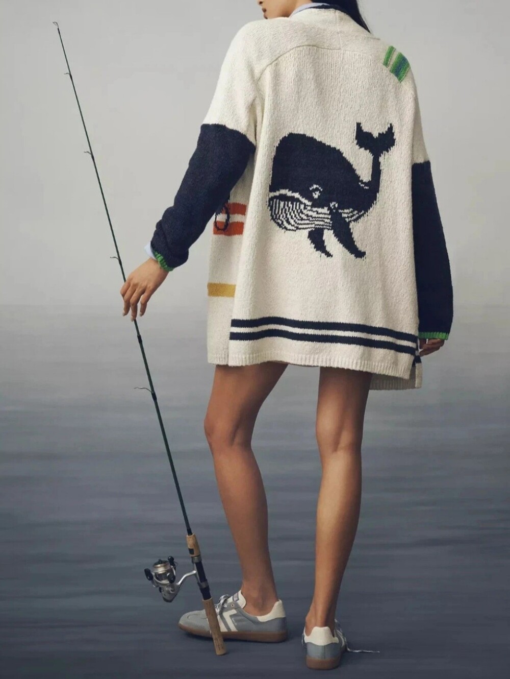 Anthropologie Maeve Cardigan. Whale Graphic On The Back - Picture 5 of 9
